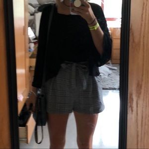 plaid paper bag shorts